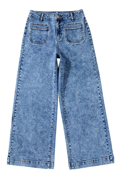 Patch Pocket Straight Leg Loose Fit Jeans